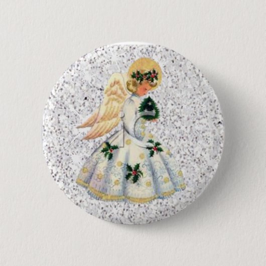  Silver Glittery Angel-Button voor kerst Ronde Button 5,7 Cm (Voorkant)