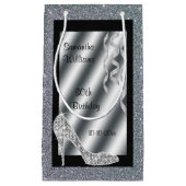 Silver Glittery Stiletto & Streamers 30th Birthday Klein Cadeauzakje (Voorkant)