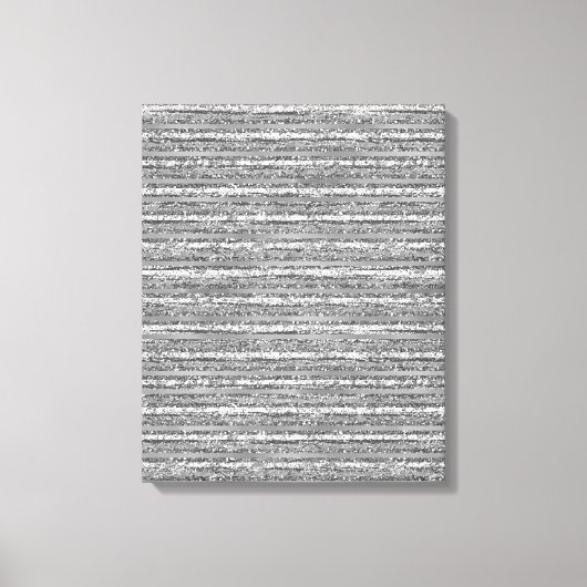 Silver Glittery Stripes Canvas Afdruk (Voorkant)