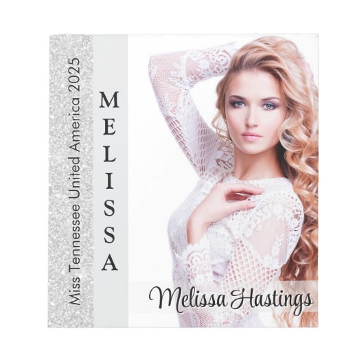 Silver Glitz Pageant Autograph Small Notitieblok (Voorkant)