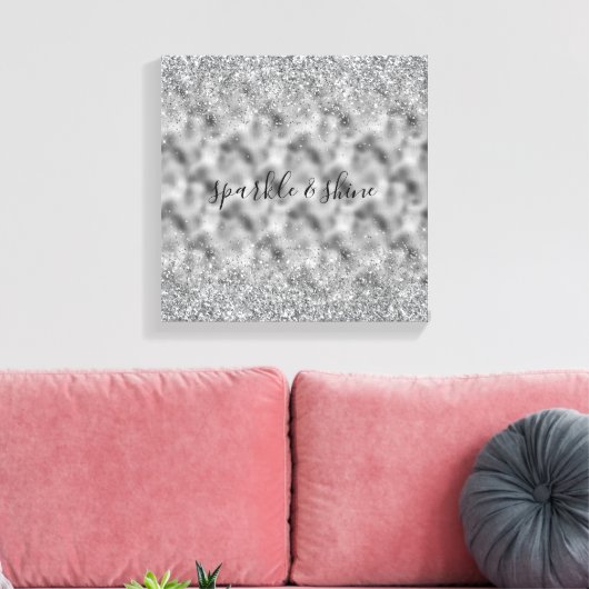 Silver Glitz Sparkle Canvas Afdruk (Insitu (Woonkamer))