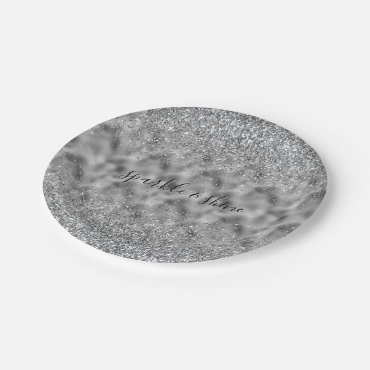 Silver Glitz Sparkle Papieren Bordje (Gekanteld)