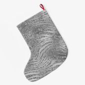 Silver Glitz Zebra Print Grote Kerstsok (Achterkant (Hangend))