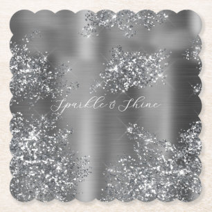 Silver Glitzy Glitter Kartonnen Onderzetters