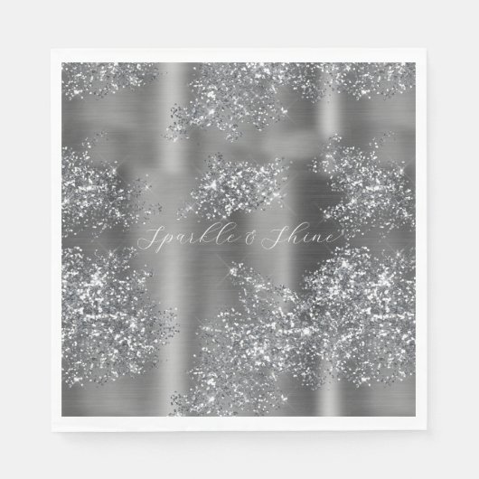 Silver Glitzy Glitter Servet (Voorkant)