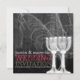 Silver Goblets Spider Web Gothic Vintage Wedding Kaart