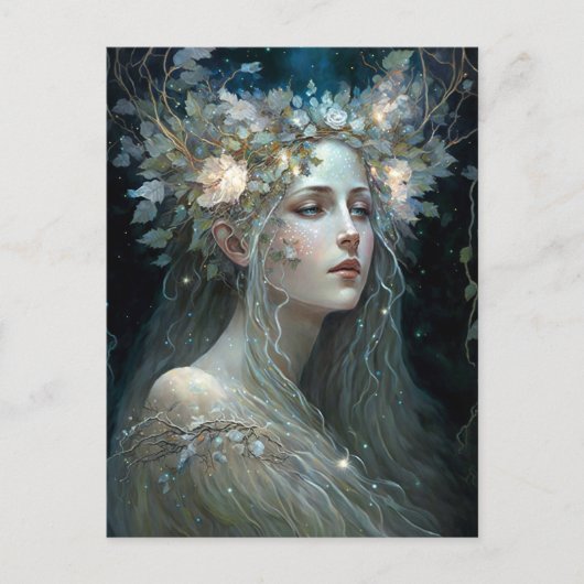 Silver Goddess Fantasy Art Briefkaart (Voorkant)