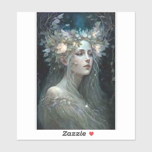 Silver Goddess Fantasy Art Sticker (Vel)
