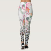 Silver Gold Black leopard Print Pink Flowers Leggings (Achterkant)