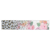 Silver Gold Black leopard Print Pink Flowers Medium Tafelloper (Horizontaal)