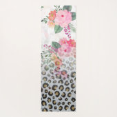 Silver Gold Black leopard Print Pink Flowers Yogamat (Achterkant)