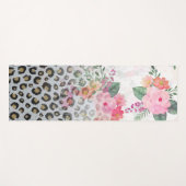 Silver Gold Black leopard Print Pink Flowers Yogamat (Voorkant (horizontaal))