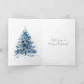 Silver Gold Blue Stripes Christmas Tree   Kaart (Binnen)