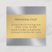 Silver Gold Brushed Metallic | Monogram Vierkante Visitekaartje (Achterkant)