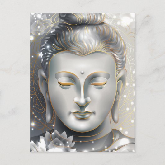 Silver & Gold Buddha Lotus Briefkaart (Voorkant)
