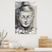 Silver & Gold Buddha Lotus Poster (Keuken)