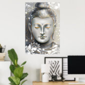 Silver & Gold Buddha Lotus Poster (Thuiskantoor)