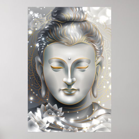 Silver & Gold Buddha Lotus Poster (Voorkant)