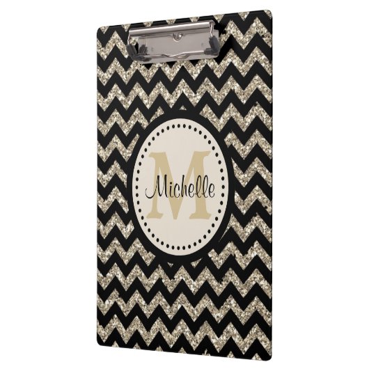 Silver Gold Chevron Monogram Klembord (Links)
