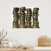 Silver Gold Coin Towers Poster (Keuken)