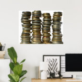 Silver Gold Coin Towers Poster (Thuiskantoor)
