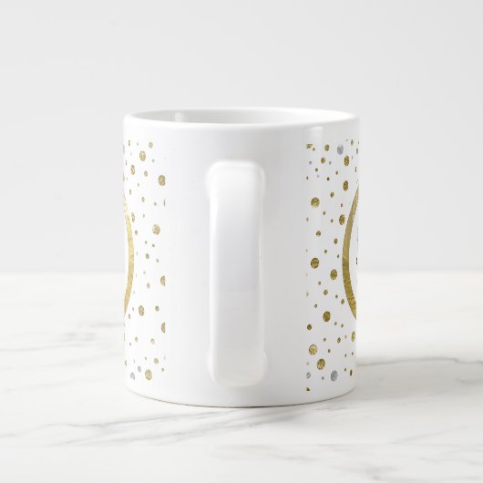 Silver/Gold Confetti Monogram Extra Grote Mok (Achterkant)