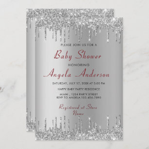 Silver Gold Drivers Baby Boy Shower Invitation