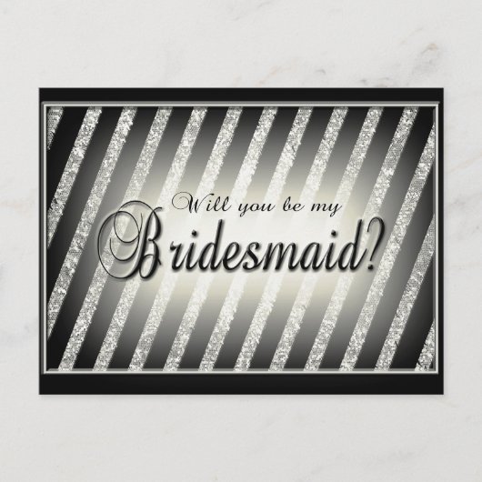Silver, Gold en Black Bridesmaid Uitnodiging (Voorkant)