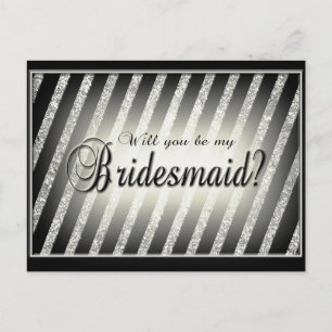 Silver, Gold en Black Bridesmaid Uitnodiging Briefkaart