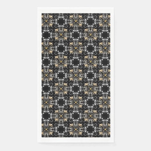 Silver, Gold en Black Hollywood Regency Pattern Servet (Voorkant)