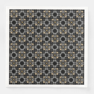 Silver, Gold en Black Hollywood Regency Pattern Servet