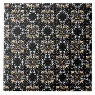 Silver, Gold en Black Hollywood Regency Pattern Tegeltje