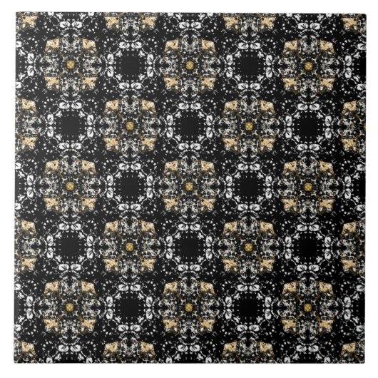 Silver, Gold en Black Hollywood Regency Pattern Tegeltje (Voorkant)