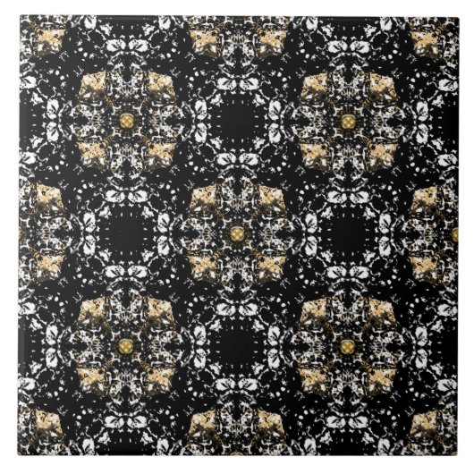 Silver, Gold en Black Hollywood Regency Pattern Tegeltje (Voorkant)