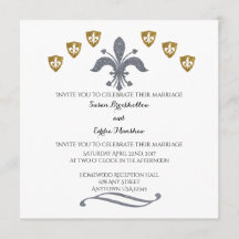 Silver & Gold Fleur de Lis Wedding Invitation