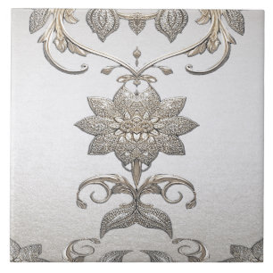 Silver Gold Floral Keramische Tegel Tegeltje