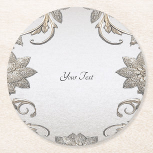 Silver Gold Floral Paper Onderzetter
