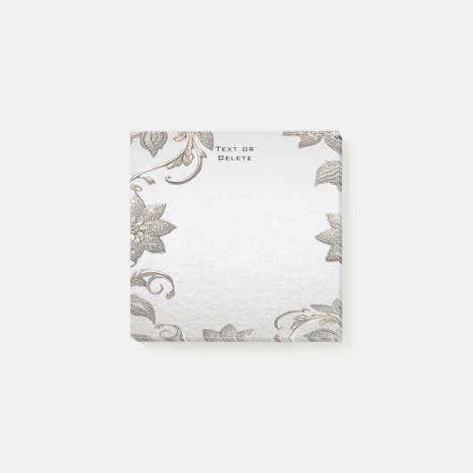 Silver Gold Floral Post merkt op Post-it® Notes (Voorkant)