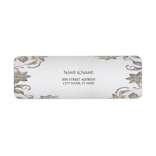 Silver Gold Floral Retour Adres Label (Voorkant)