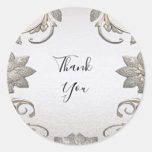 Silver Gold Floral Sticker