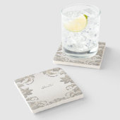 Silver Gold Floral Stone Onderzetter (Zijkant)