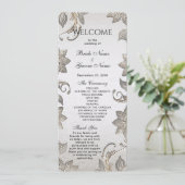 Silver Gold Floral Wedding Programme (Debout devant)