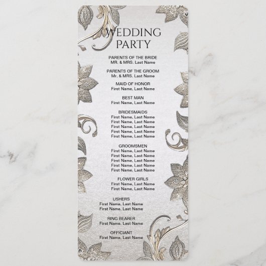 Silver Gold Floral Wedding Programme (Dos)