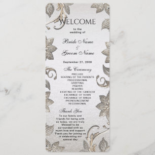 Silver Gold Floral Wedding Programme