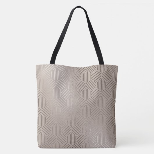 Silver/Gold Geometric Metallic Design Canvas tas (Achterkant)