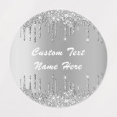 Silver Gold Glitter Aangepaste tekst Naam Labels (Design 1)