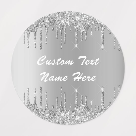 Silver Gold Glitter Aangepaste tekst Naam Labels (Design 3)