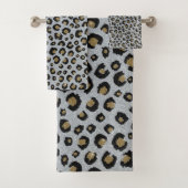 Silver Gold Glitter Black leopard Print Bad Handdoek (Insitu)