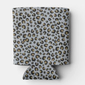 Silver Gold Glitter Black leopard Print Blikjeskoeler (Achterkant)