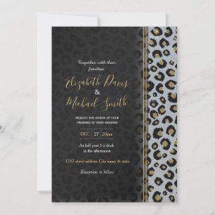 Silver Gold Glitter Black leopard Print Kaart